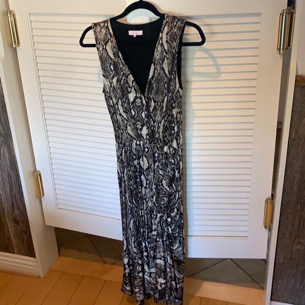 Parker Sleeveless Wrap Front Ruched Botton Dress